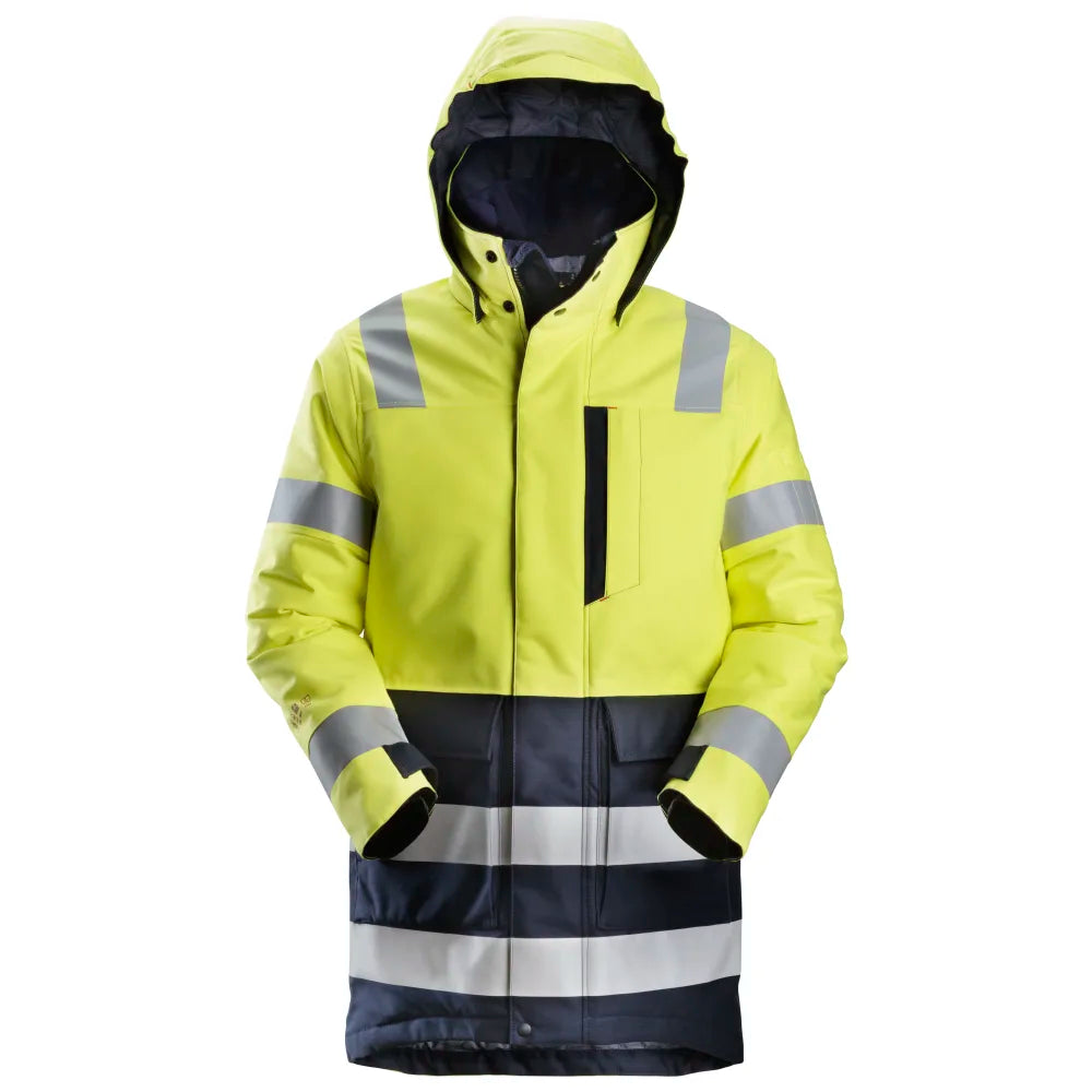 Snickers 1860 Protecwork Geïsoleerde Parka High-Vis Klasse 3 6695 High Visibility Yellow Navy