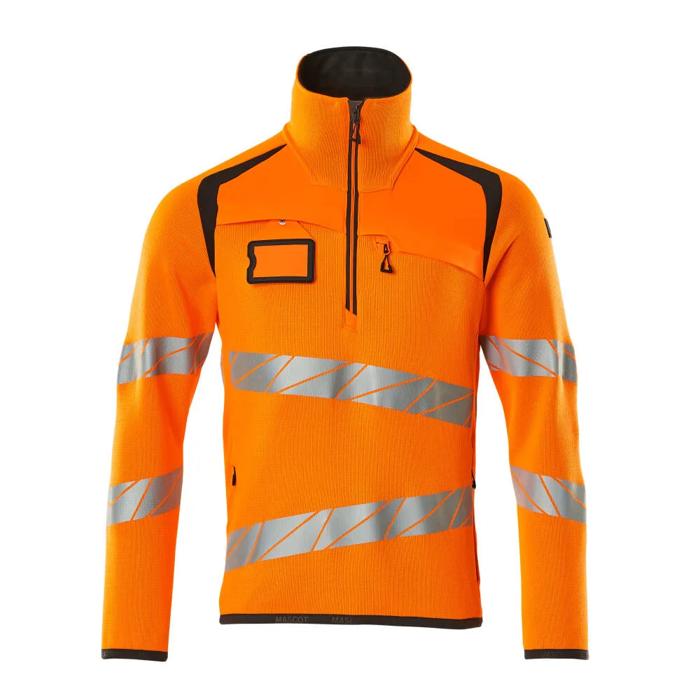 Mascot 19005-351 Gebreide Trui Met Korte Rits High Vis Oranje Donkerantraciet