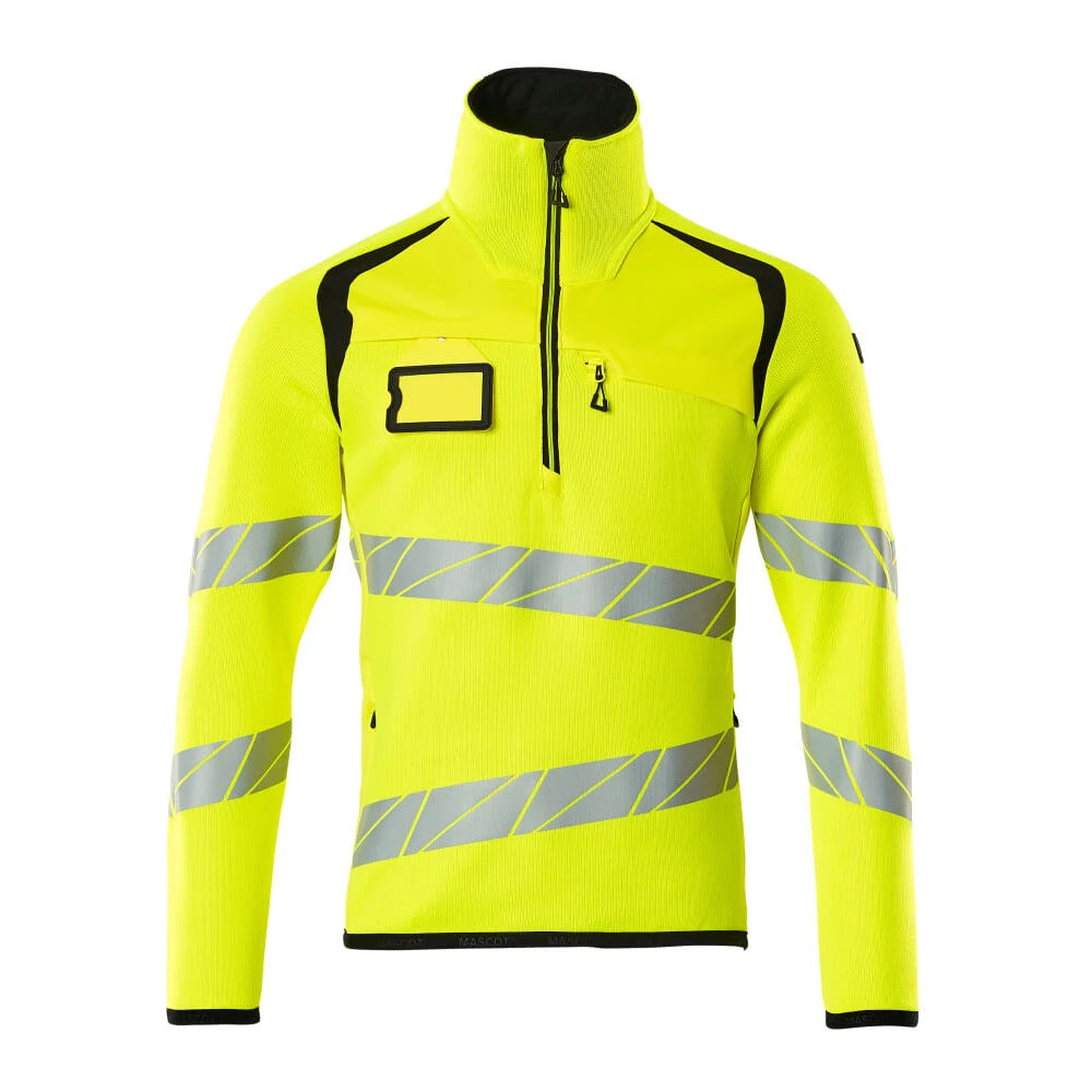 Mascot 19005-351 Gebreide Trui Met Korte Rits High Vis Geel Zwart