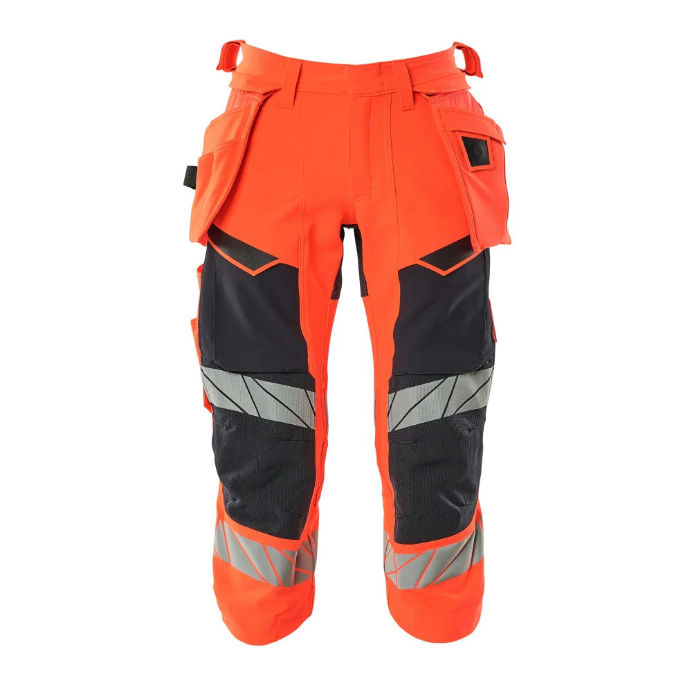 Mascot 19049-711 Driekwart Broek Met Spijkerzakken High Vis Rood Donkermarine