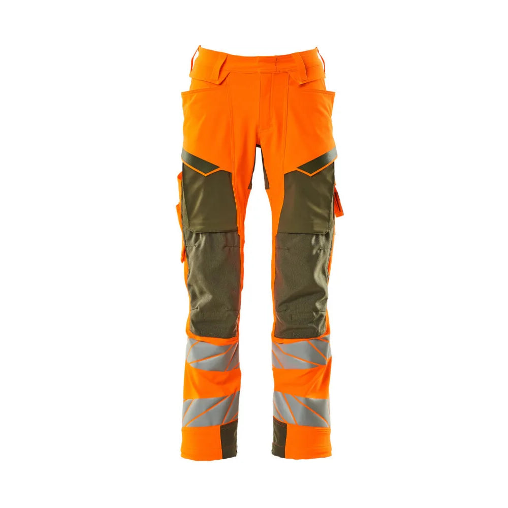 Mascot 19079-511 Broek Met Kniezakken High Vis Oranje Mosgroen