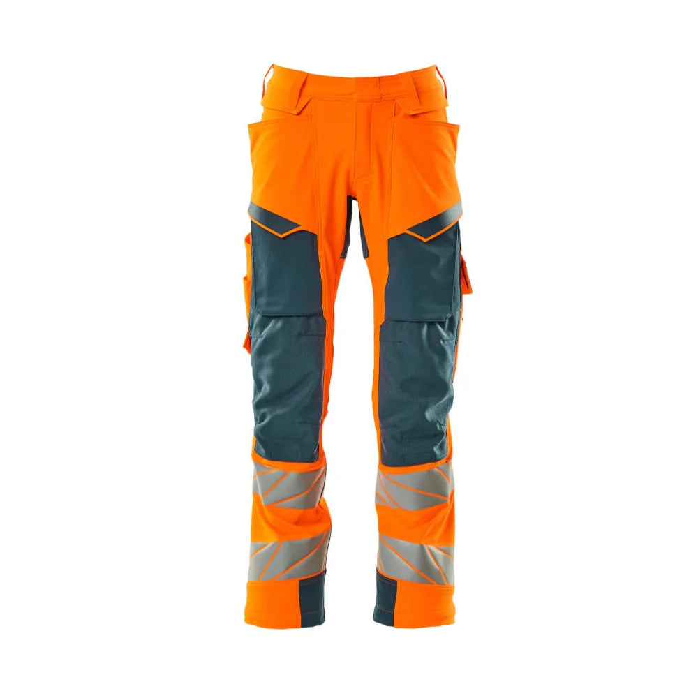 Mascot 19079-511 Broek Met Kniezakken High Vis Oranje Donkerpetrol