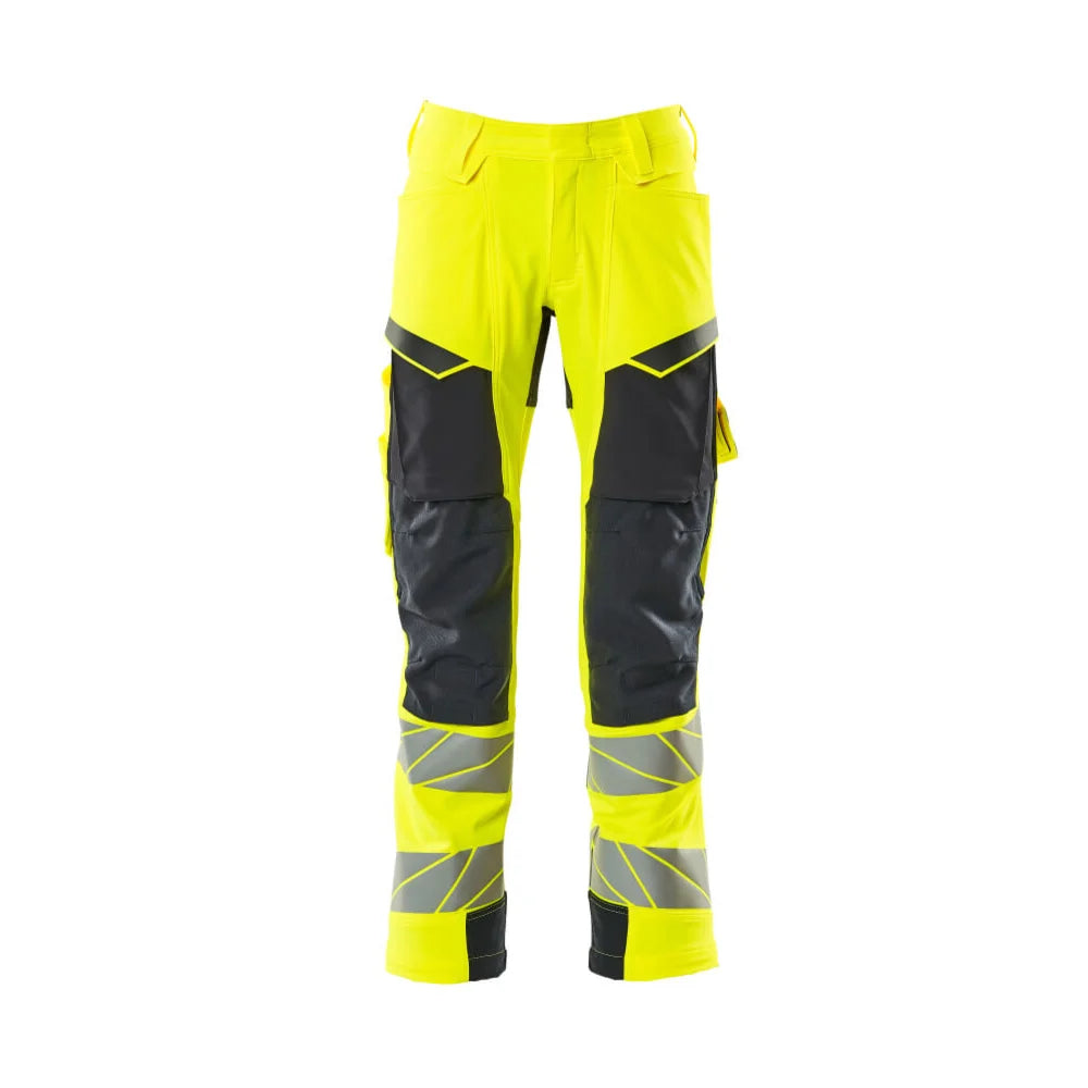 Mascot 19079-511 Broek Met Kniezakken High Vis Geel Donkermarine