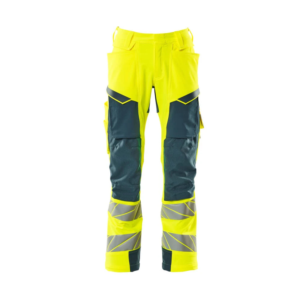 Mascot 19079-511 Broek Met Kniezakken High Vis Geel Donkerpetrol
