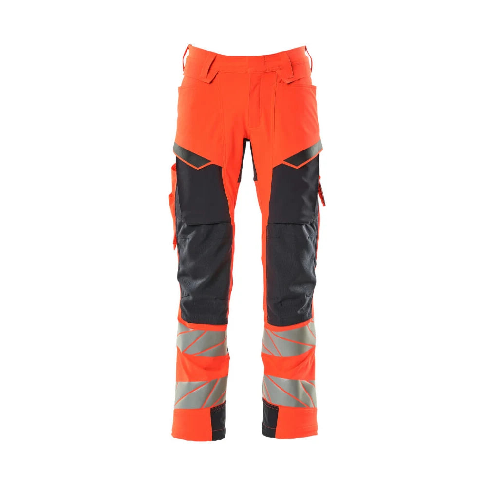 Mascot 19079-511 Broek Met Kniezakken High Vis Rood Donkermarine
