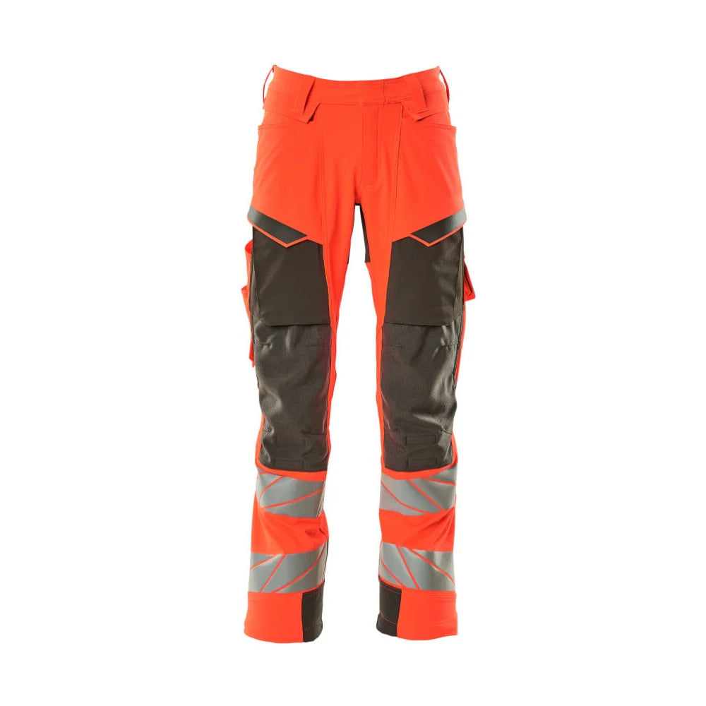 Mascot 19079-511 Broek Met Kniezakken High Vis Rood Donkerantraciet
