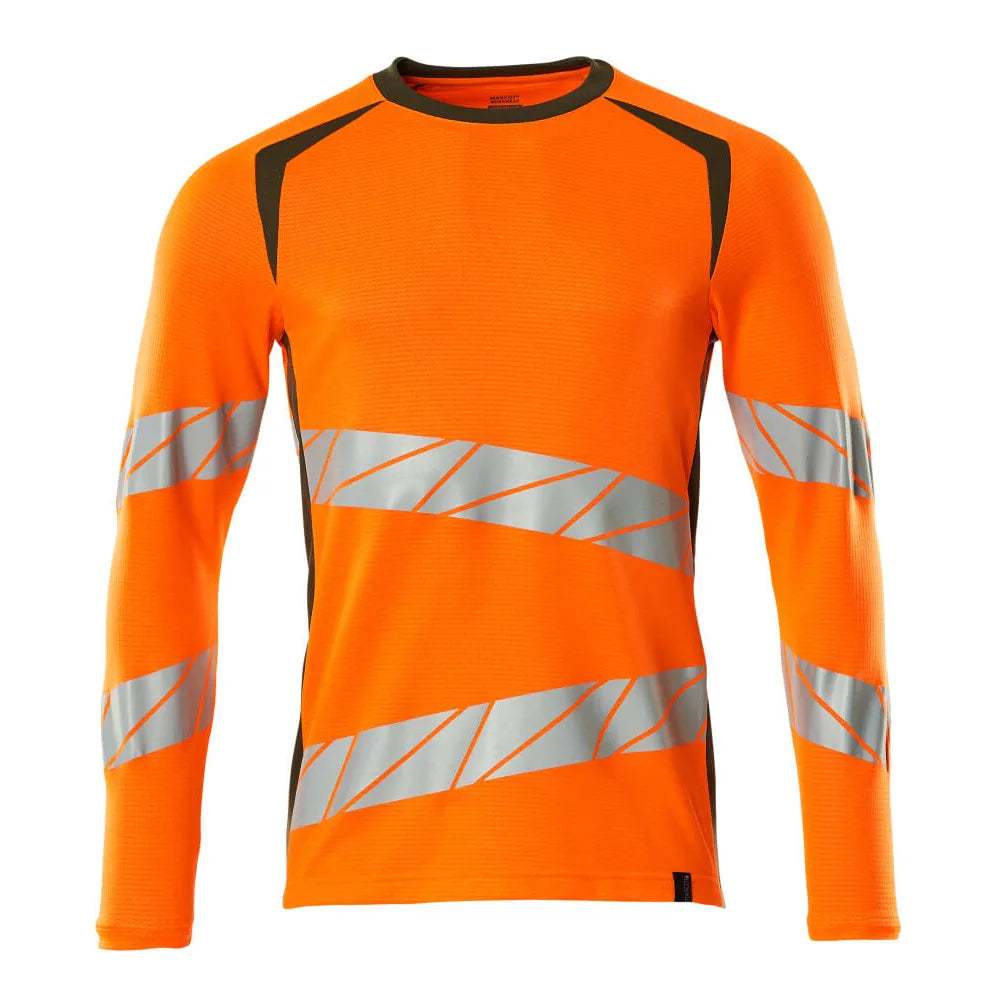 Mascot 19081-771 T-Shirt Met Lange Mouwen High Vis Oranje Mosgroen