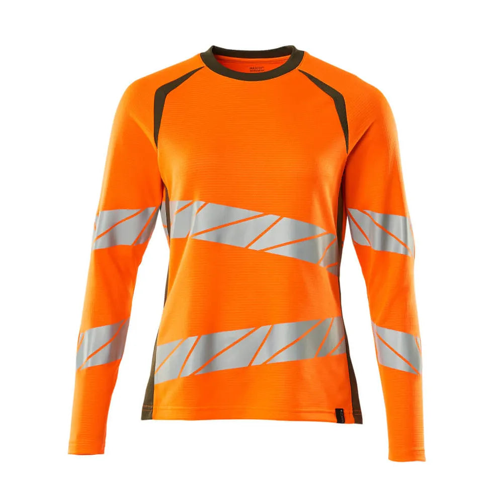 Mascot 19091-771 T-Shirt Met Lange Mouwen High Vis Oranje Mosgroen