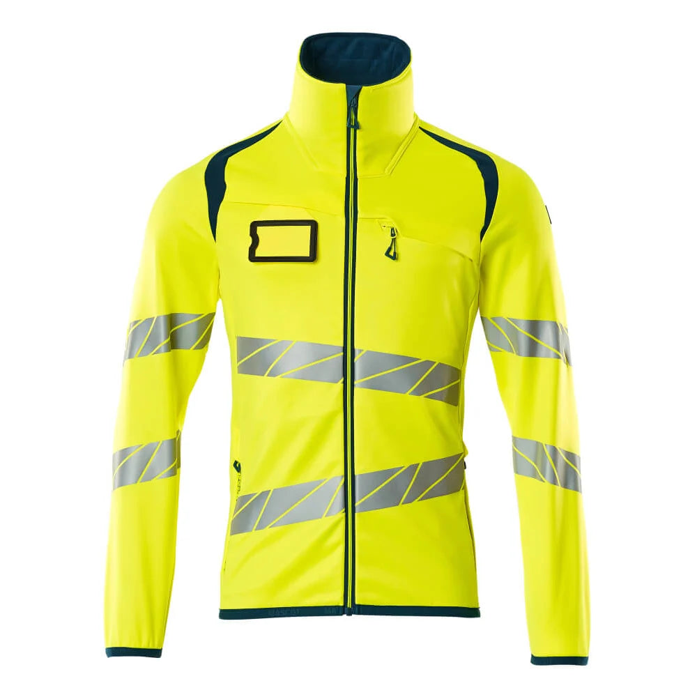 Mascot 19103-315 Fleecetrui Met Rits High Vis Geel Donkerpetrol