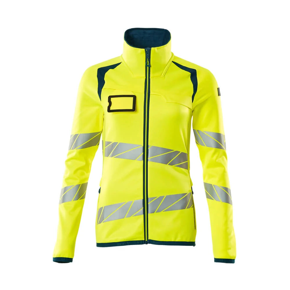 Mascot 19153-315 Fleecetrui Met Rits High Vis Geel Donkerpetrol