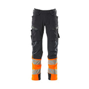 Mascot 19179-511 Broek Met Kniezakken Donkermarine High Vis Oranje