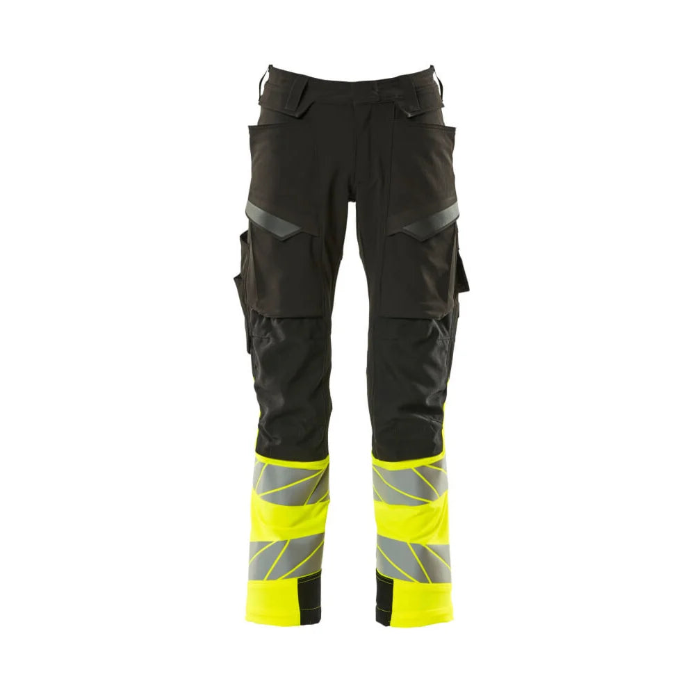 Mascot 19179-511 Broek Met Kniezakken Zwart High Vis Geel