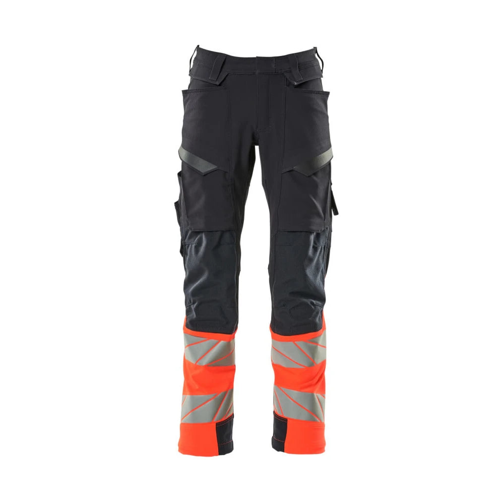 Mascot 19179-511 Broek Met Kniezakken Donkermarine High Vis Rood