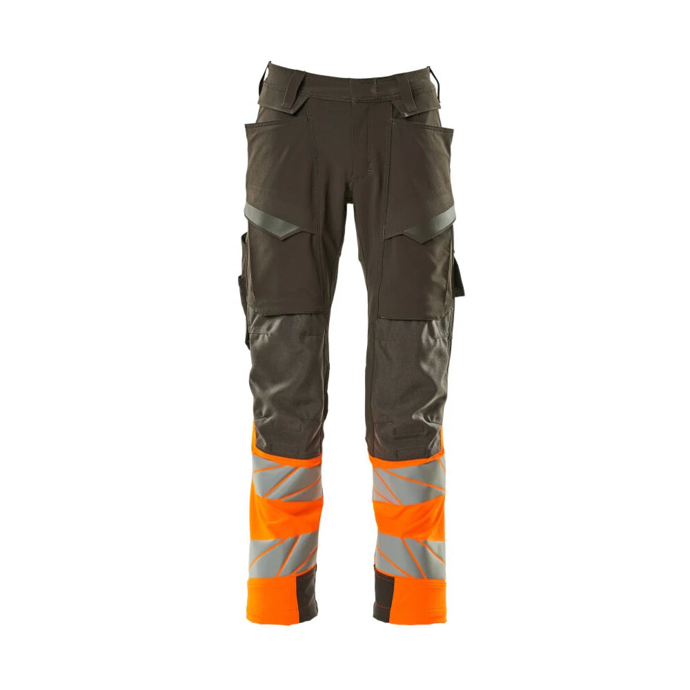 Mascot 19179-511 Broek Met Kniezakken Donkerantraciet High Vis Oranje