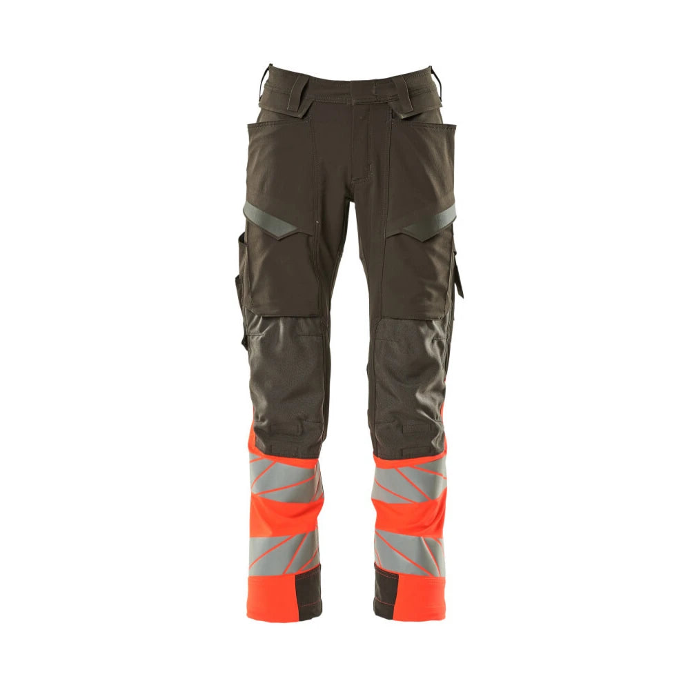 Mascot 19179-511 Broek Met Kniezakken Donkerantraciet High Vis Rood