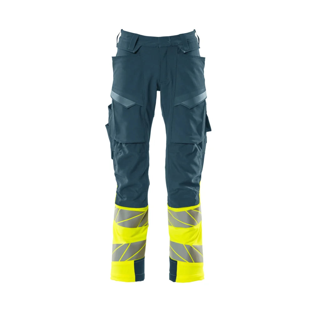 Mascot 19179-511 Broek Met Kniezakken Donkerpetrol High Vis Geel