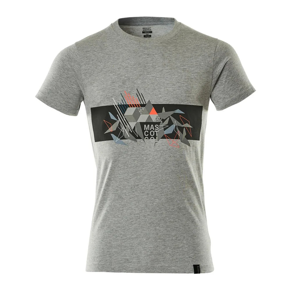 Mascot 19182-965 T-Shirt Grijs Gemeleerd High Vis Rood