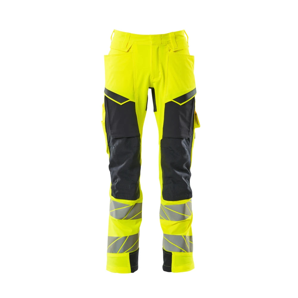 Mascot 19279-510 Broek Met Kniezakken High Vis Geel Donkermarine