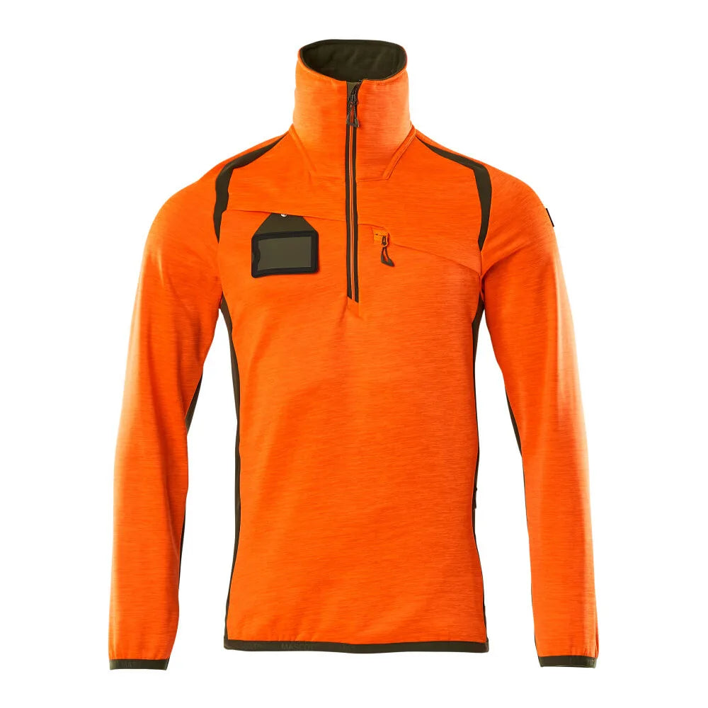 Mascot 19303-316 Fleecetrui Met Korte Rits High Vis Oranje Mosgroen
