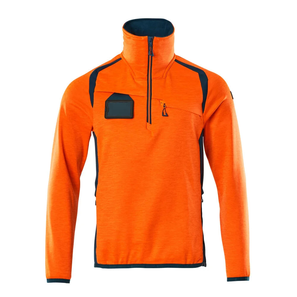 Mascot 19303-316 Fleecetrui Met Korte Rits High Vis Oranje Donkerpetrol