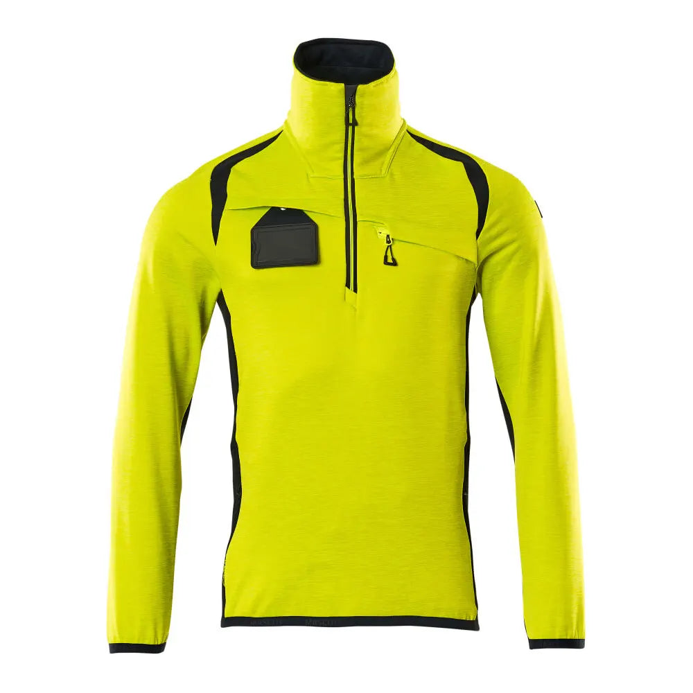 Mascot 19303-316 Fleecetrui Met Korte Rits High Vis Geel Donkermarine