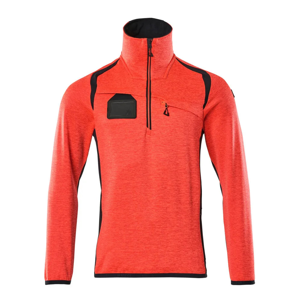 Mascot 19303-316 Fleecetrui Met Korte Rits High Vis Rood Donkermarine
