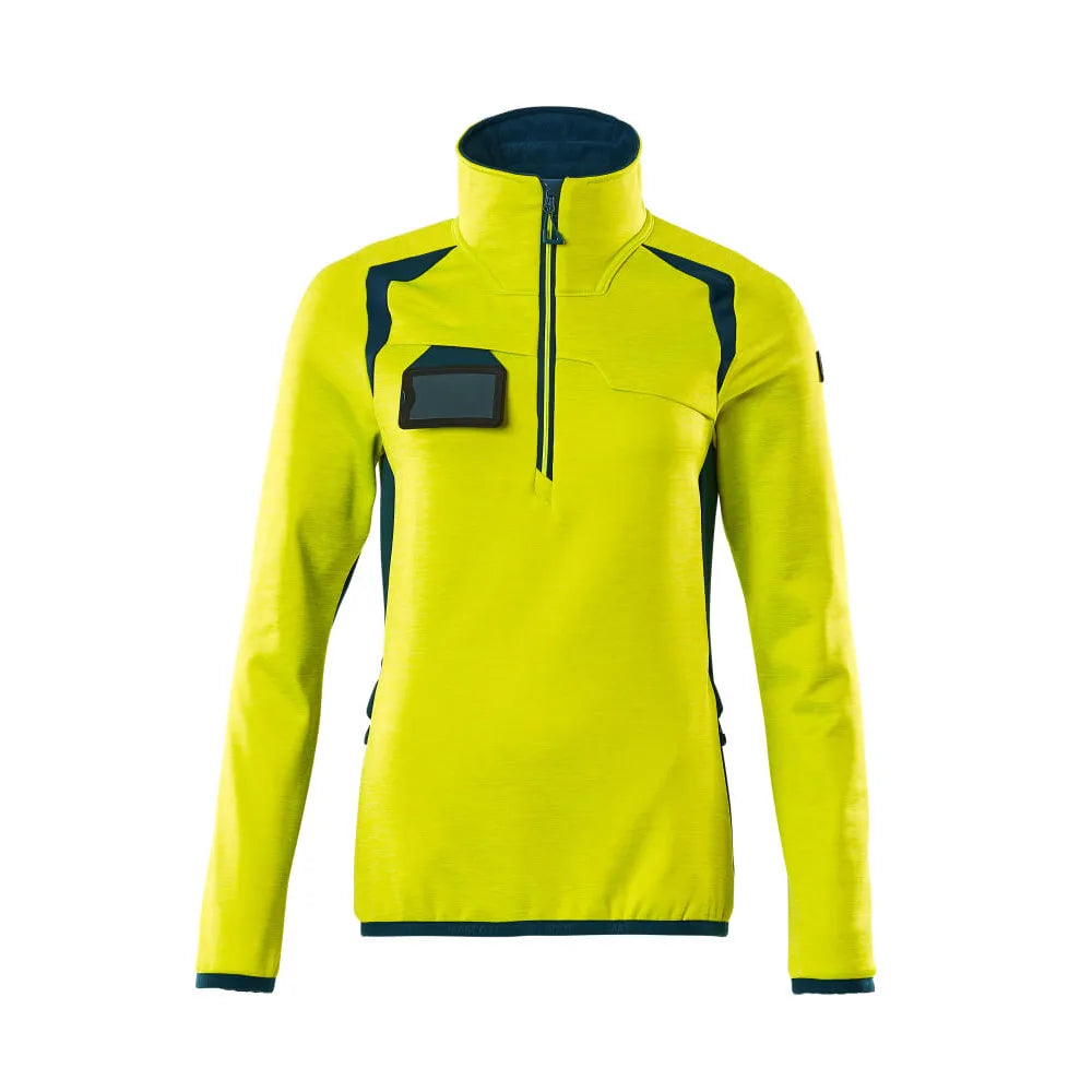 Mascot 19353-316 Fleecetrui Met Korte Rits High Vis Geel Donkerpetrol
