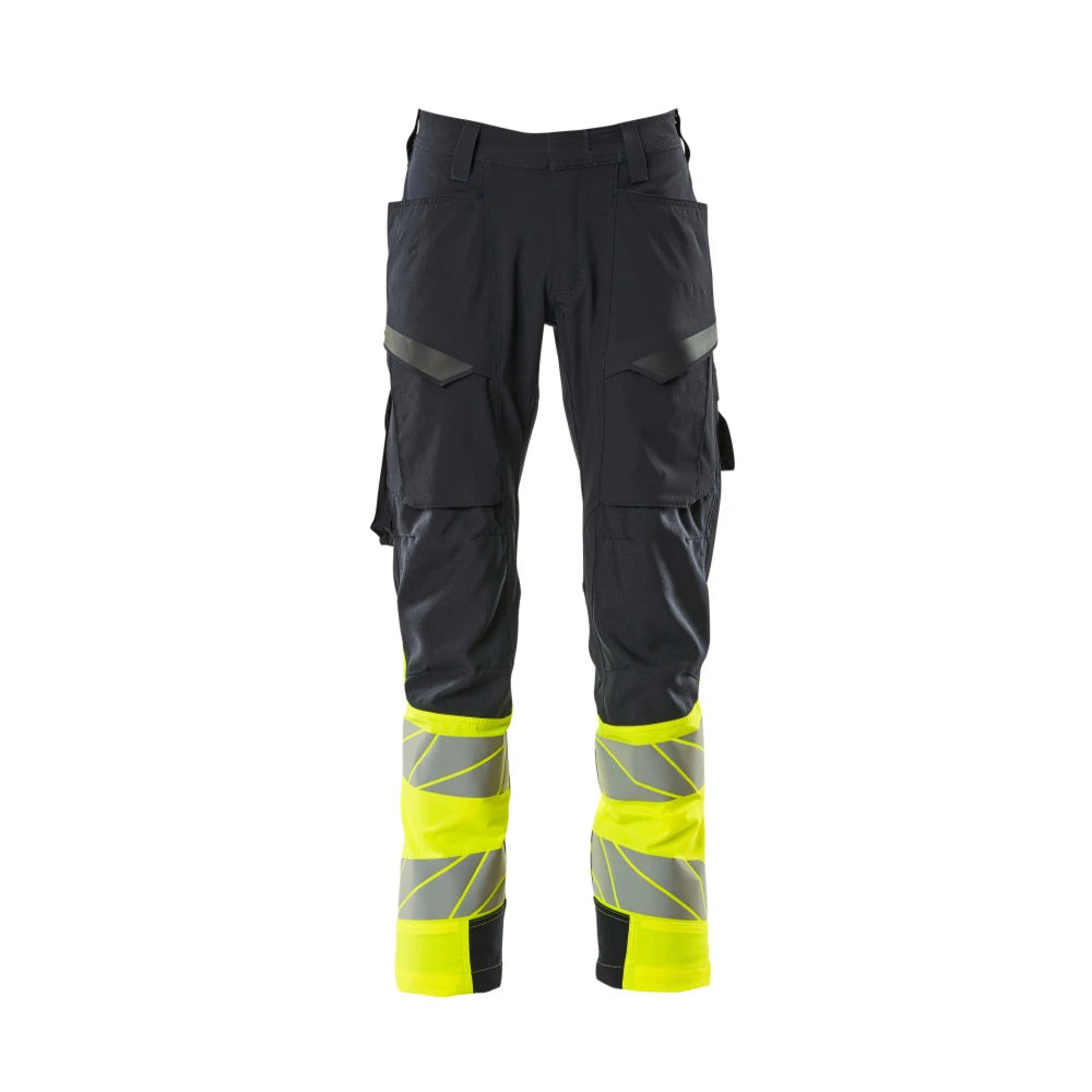 Mascot 19379-510 Broek Met Dijbeenzakken Donkermarine High Vis Geel