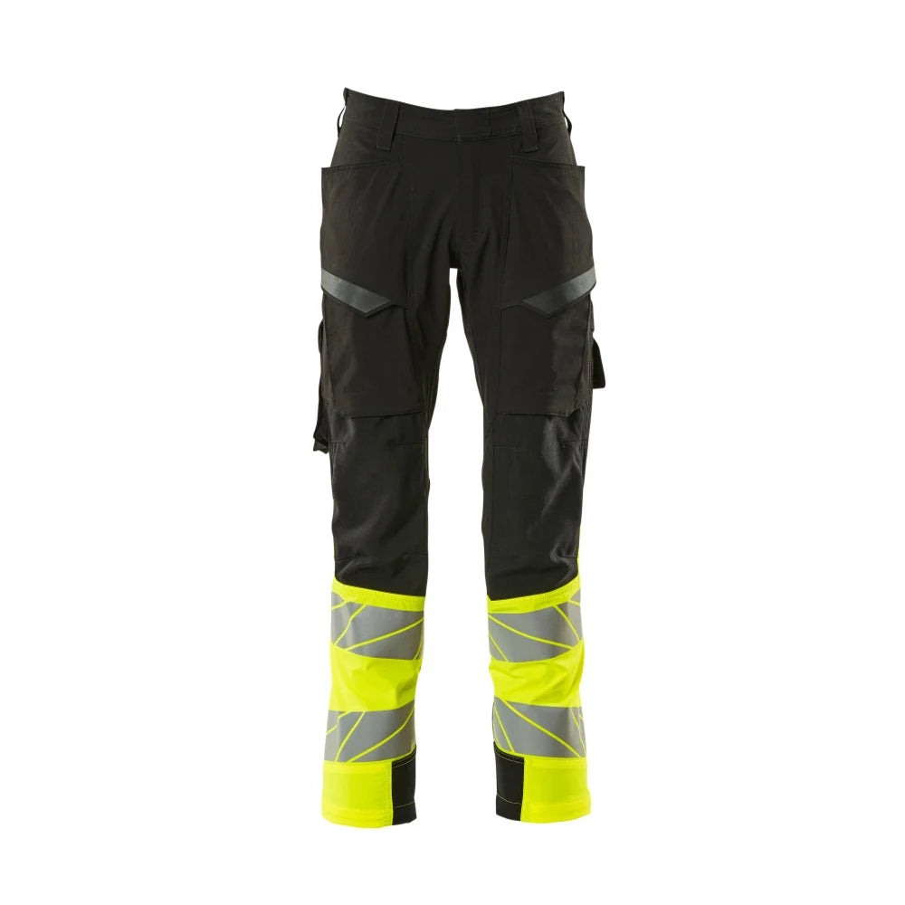 Mascot 19379-510 Broek Met Dijbeenzakken Zwart High Vis Geel