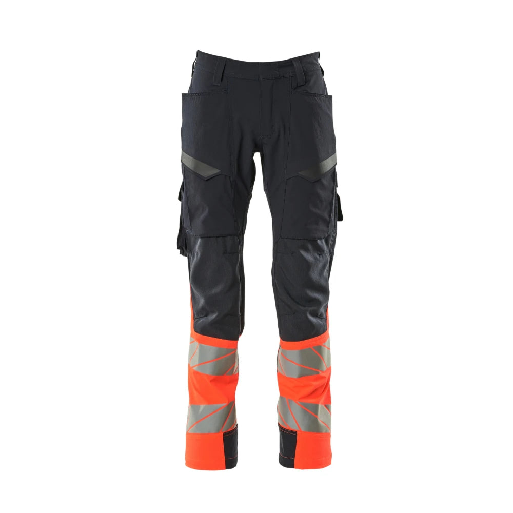 Mascot 19379-510 Broek Met Dijbeenzakken Donkermarine High Vis Rood