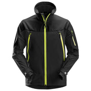 Snickers 1940 Flexiwork Softshell Stretch Werkjas 0467 Black Neon Yellow