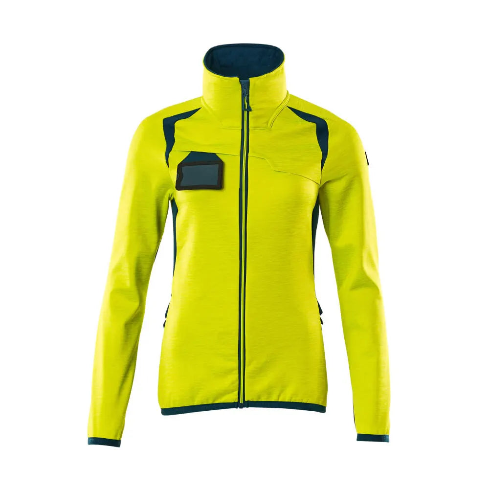 Mascot 19453-316 Fleecetrui Met Rits High Vis Geel Donkerpetrol