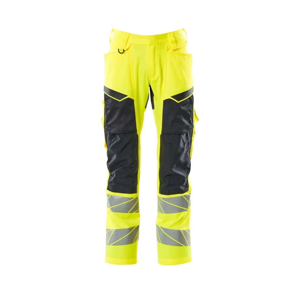 Mascot 19579-236 Broek Met Kniezakken High Vis Geel Donkermarine