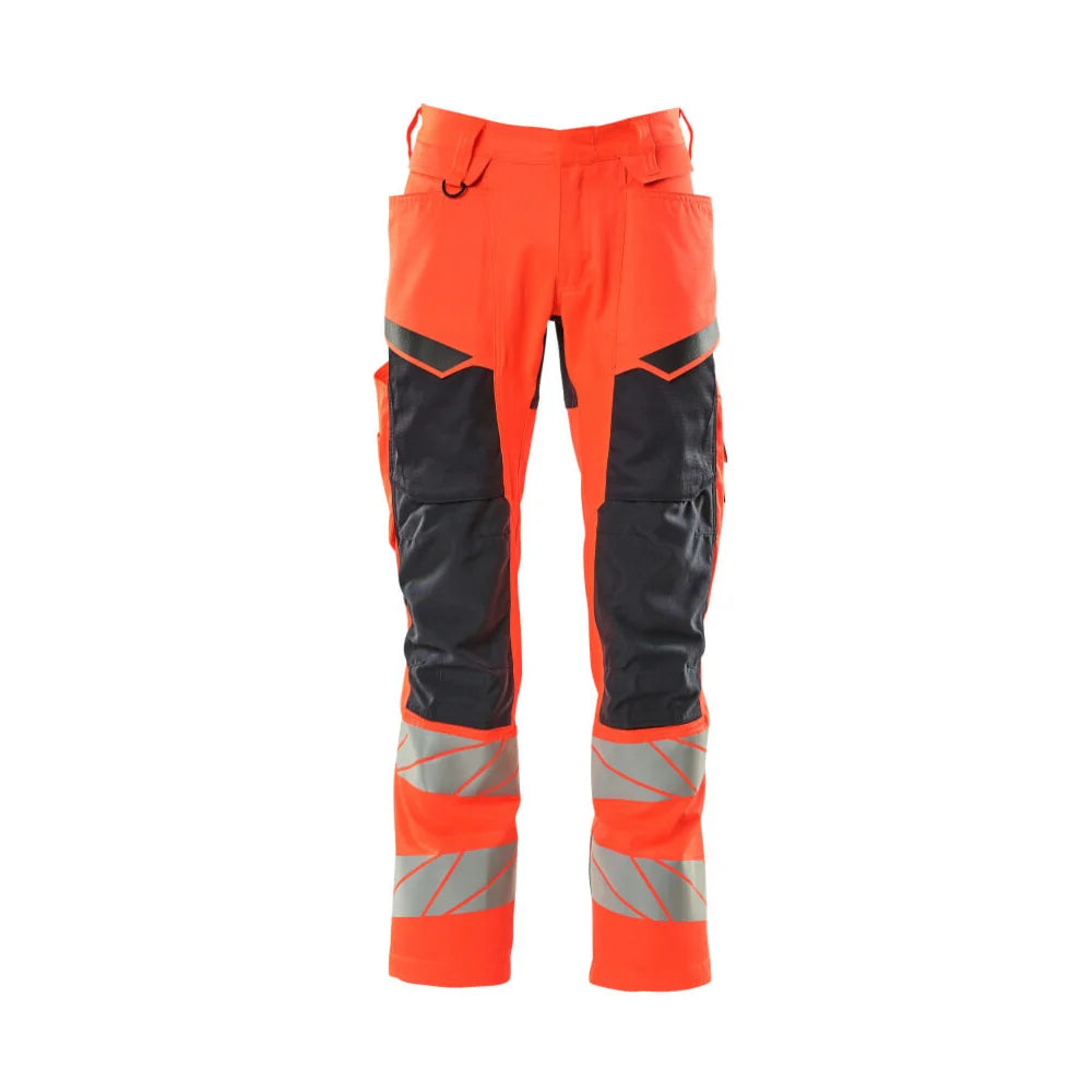Mascot 19579-236 Broek Met Kniezakken High Vis Rood Donkermarine