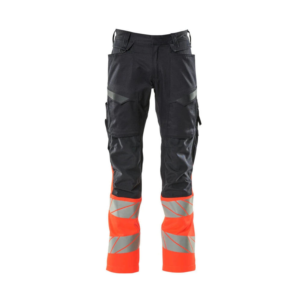 Mascot 19679-236 Broek Met Kniezakken Donkermarine High Vis Rood