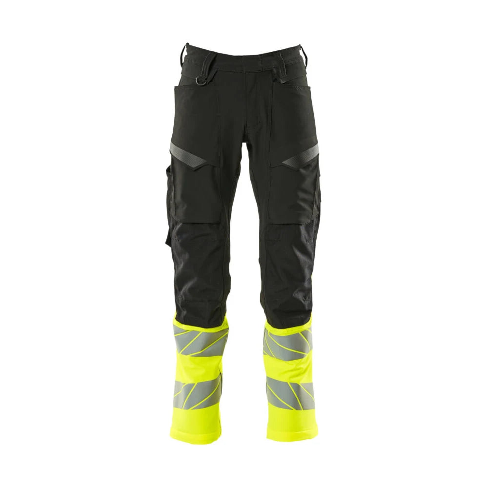 Mascot 19879-711 Broek Met Kniezakken Zwart High Vis Geel