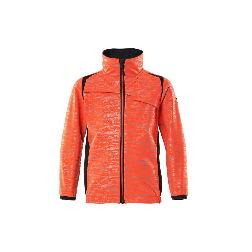 Mascot 19902-291 Softshell Jas Voor Kinderen High Vis Rood Donkermarine