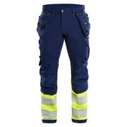 Blaklader 1993 1642 High Vis Werkbroek 4-Weg-Stretch Met Gereedschapszakken Marine High Vis Geel