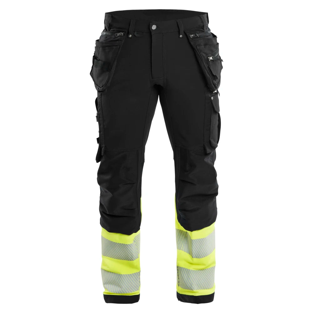 Blaklader 1993 1642 High Vis Werkbroek 4-Weg-Stretch Met Gereedschapszakken Zwart High Vis Geel