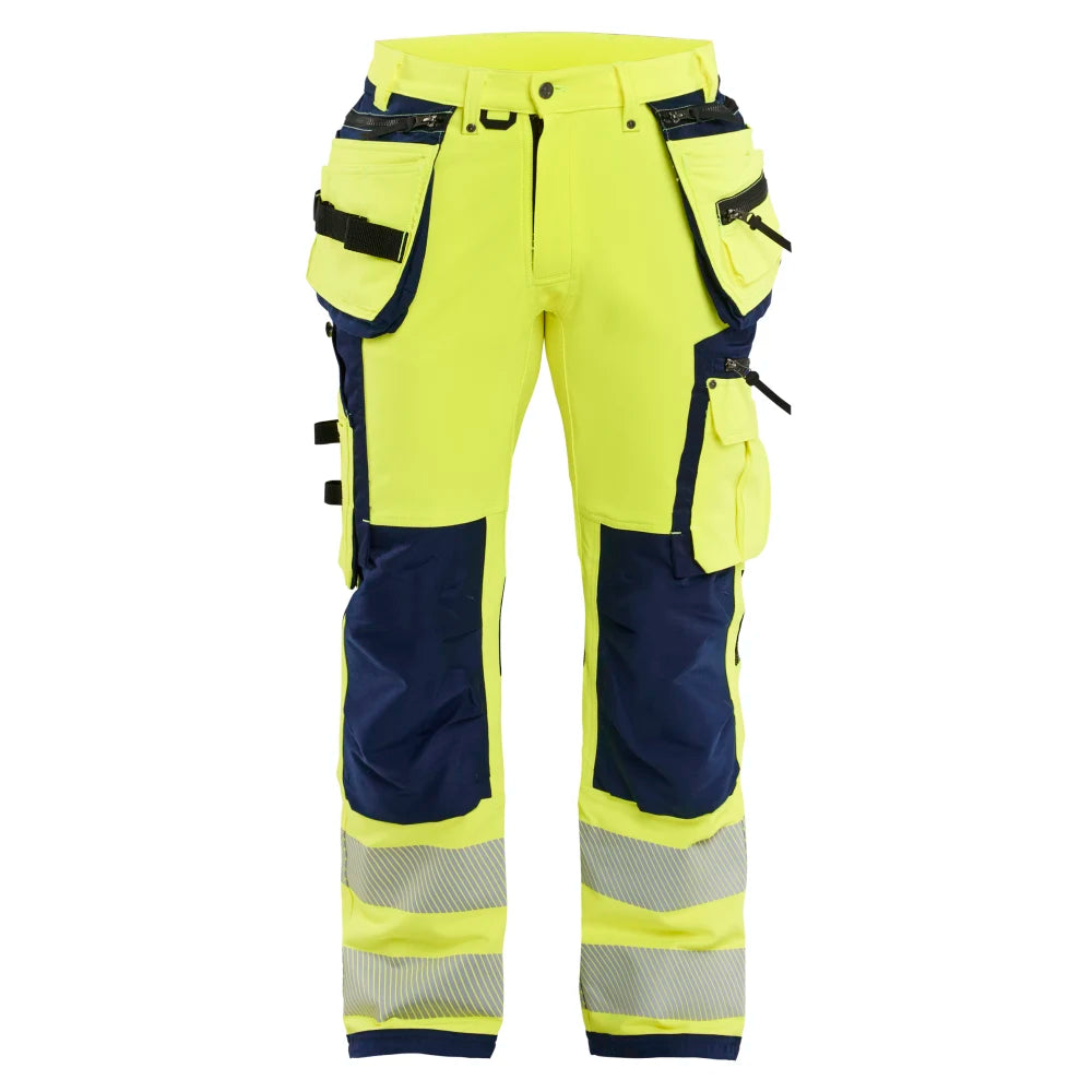 Blaklader 1997 1642 High Vis Werkbroek 4-Weg Stretch Met Gereedschapszakken High Vis Geel Marineblauw