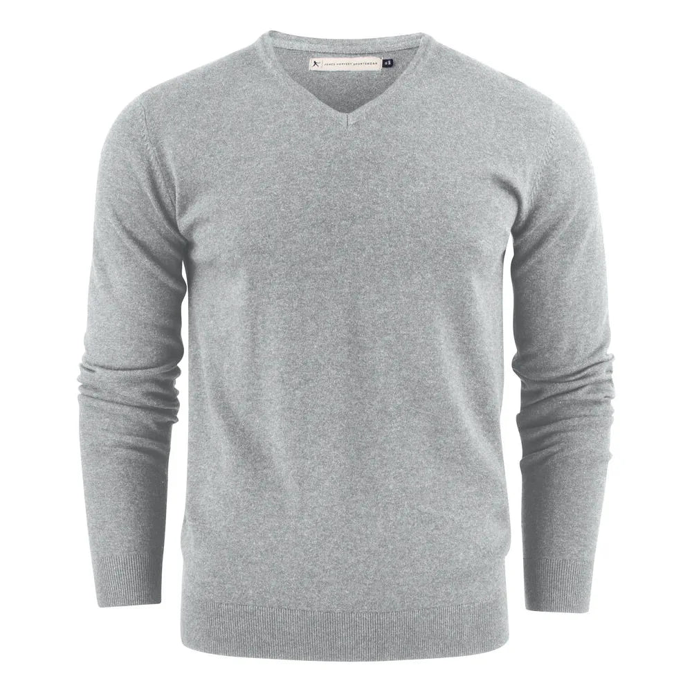 James Harvest Ashland V Gebreide Sweater Heren Grijs Mêlée