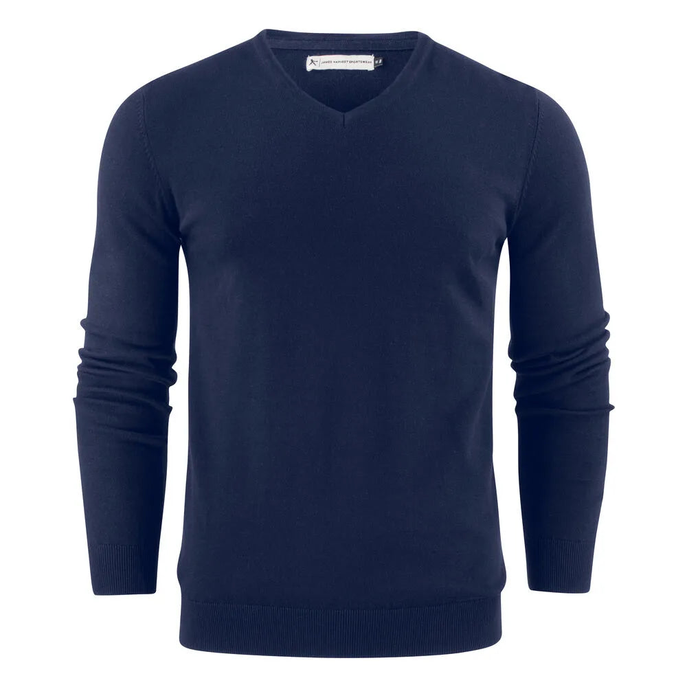 James Harvest Ashland V Gebreide Sweater Heren Marine