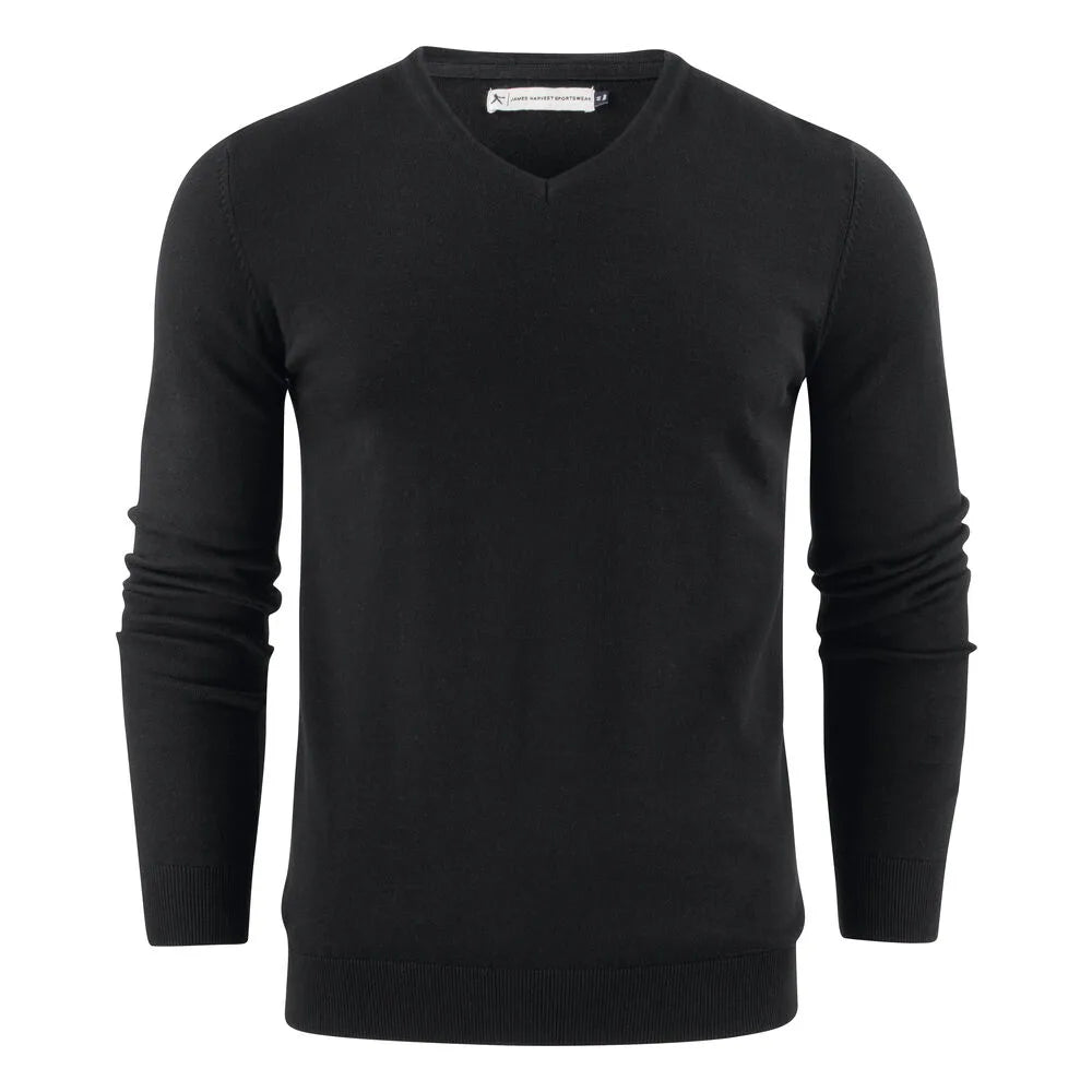 James Harvest Ashland V Gebreide Sweater Heren Zwart