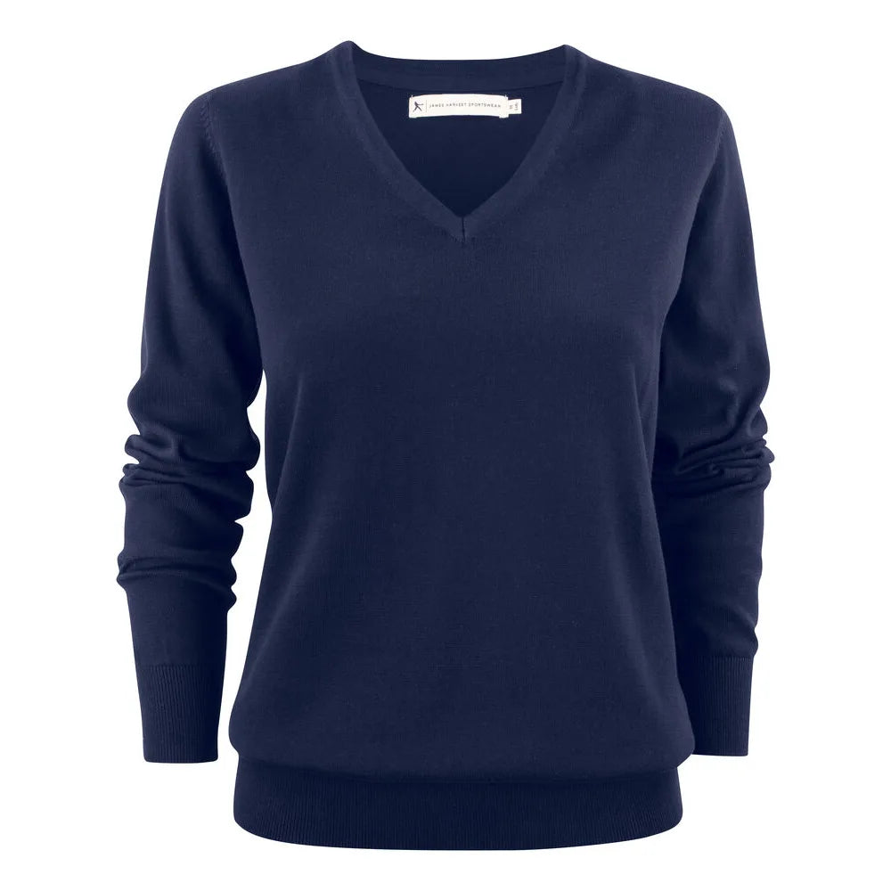 James Harvest Ashland V Gebreide Sweater Dames Marine