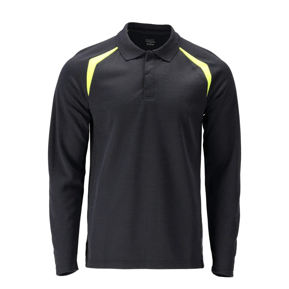 Mascot 21583-327 Poloshirt Met Lange Mouwen Donkermarine High Vis Geel