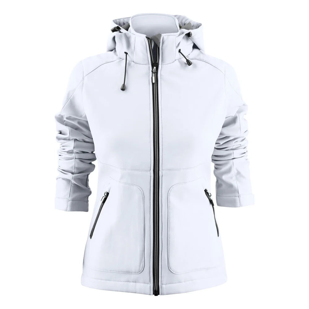 Printer Karting Softshell Jas Dames Wit