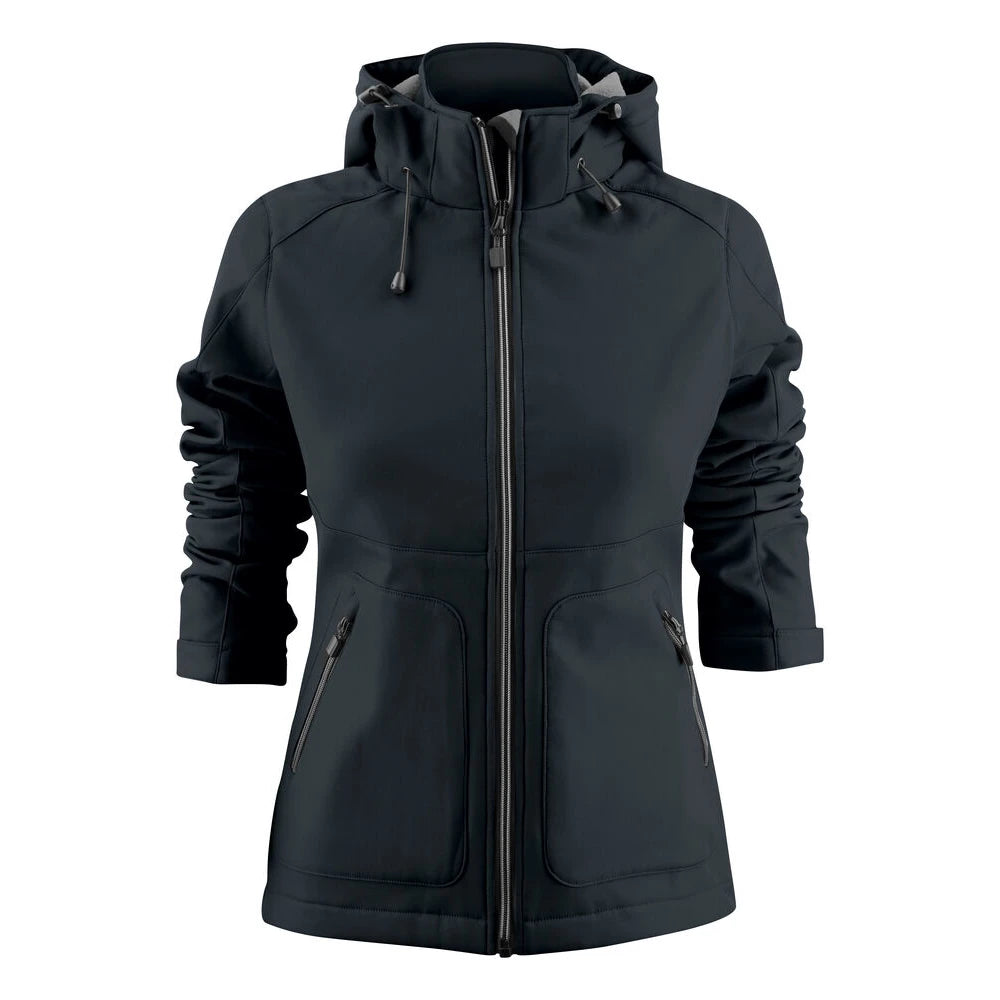 Printer Karting Softshell Jas Dames Zwart
