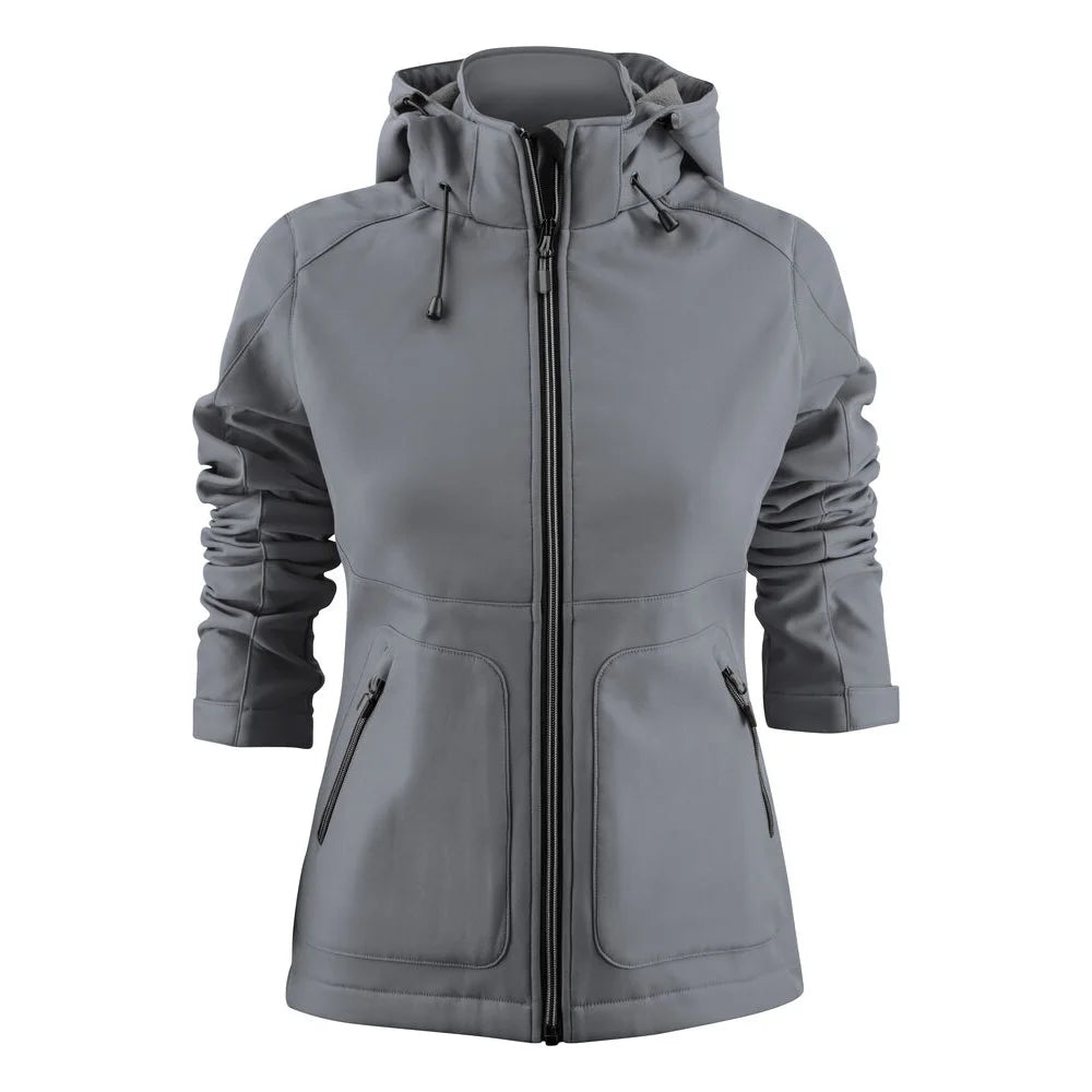 Printer Karting Softshell Jas Dames Staalgrijs