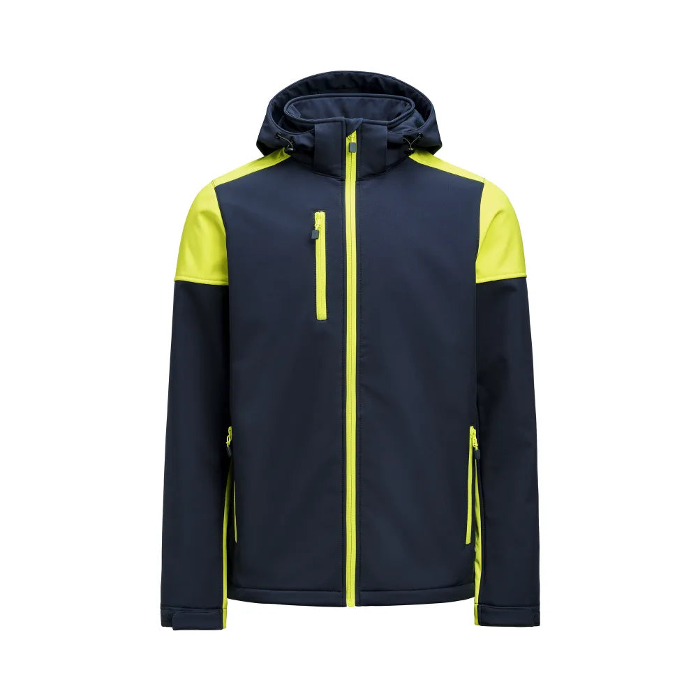 Printer Prime Softshell Jas Heren Marine Neongeel