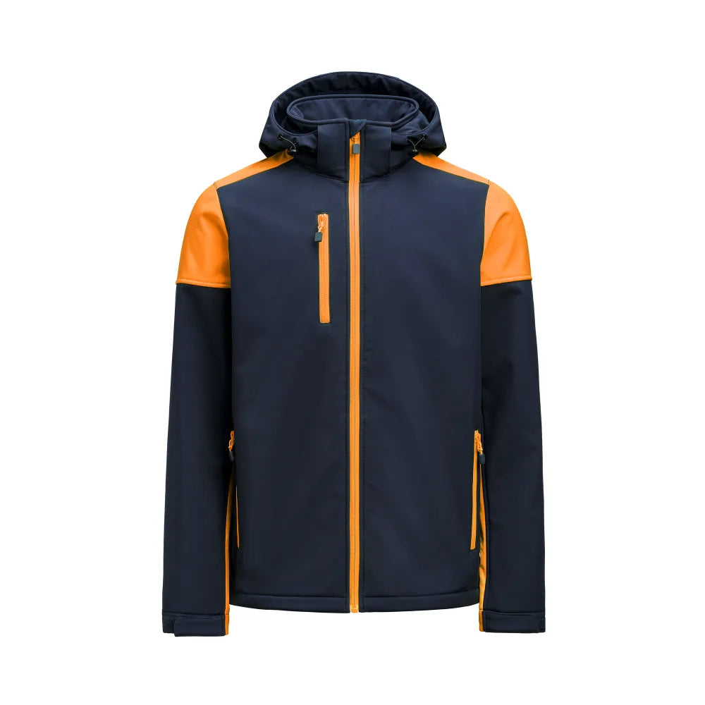 Printer Prime Softshell Jas Heren Marine Neonoranje
